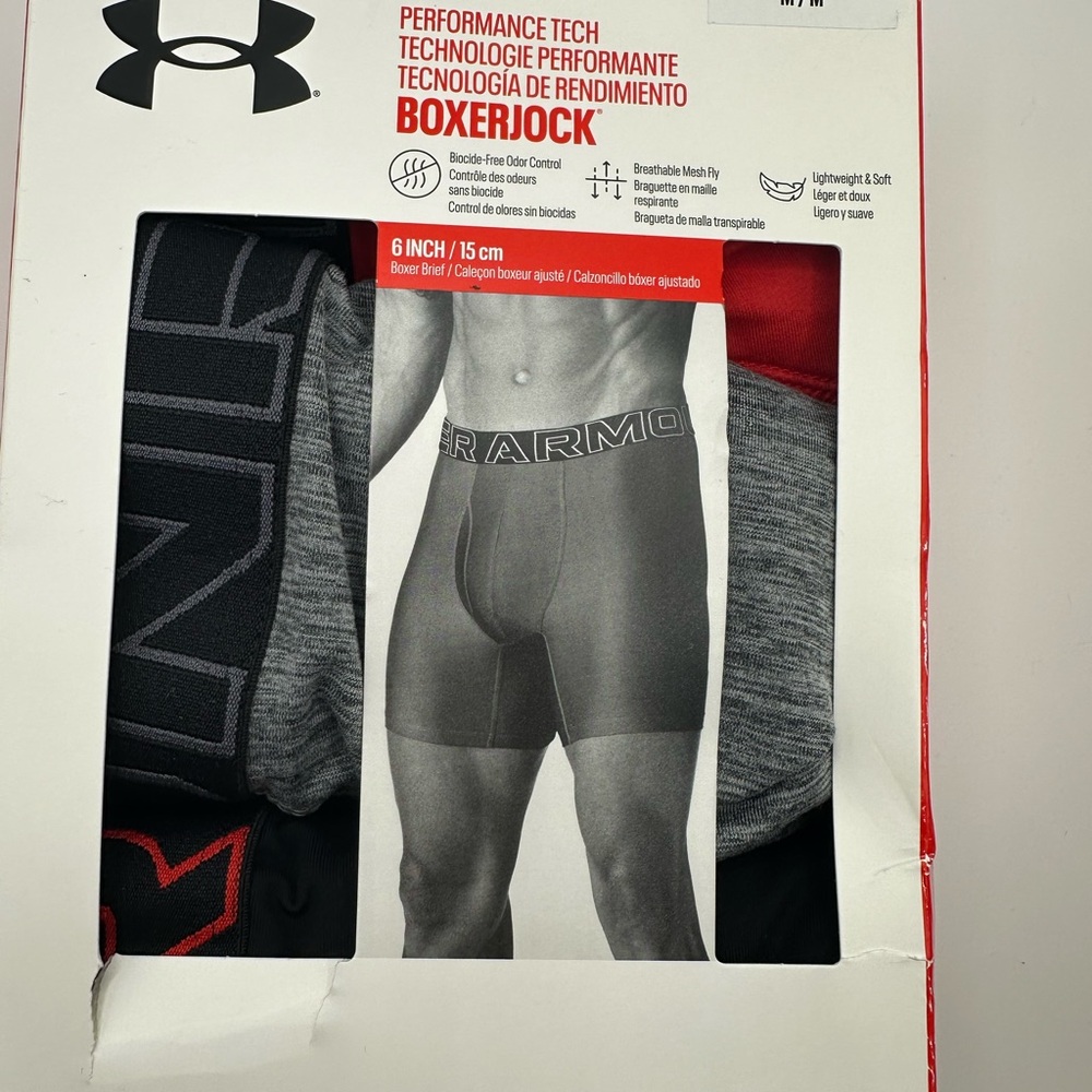 Under Armour Men’s 3-Pack Boxerjock Boxer Briefs Size M 6” Inseam Odor Control - Picture 11 of 11